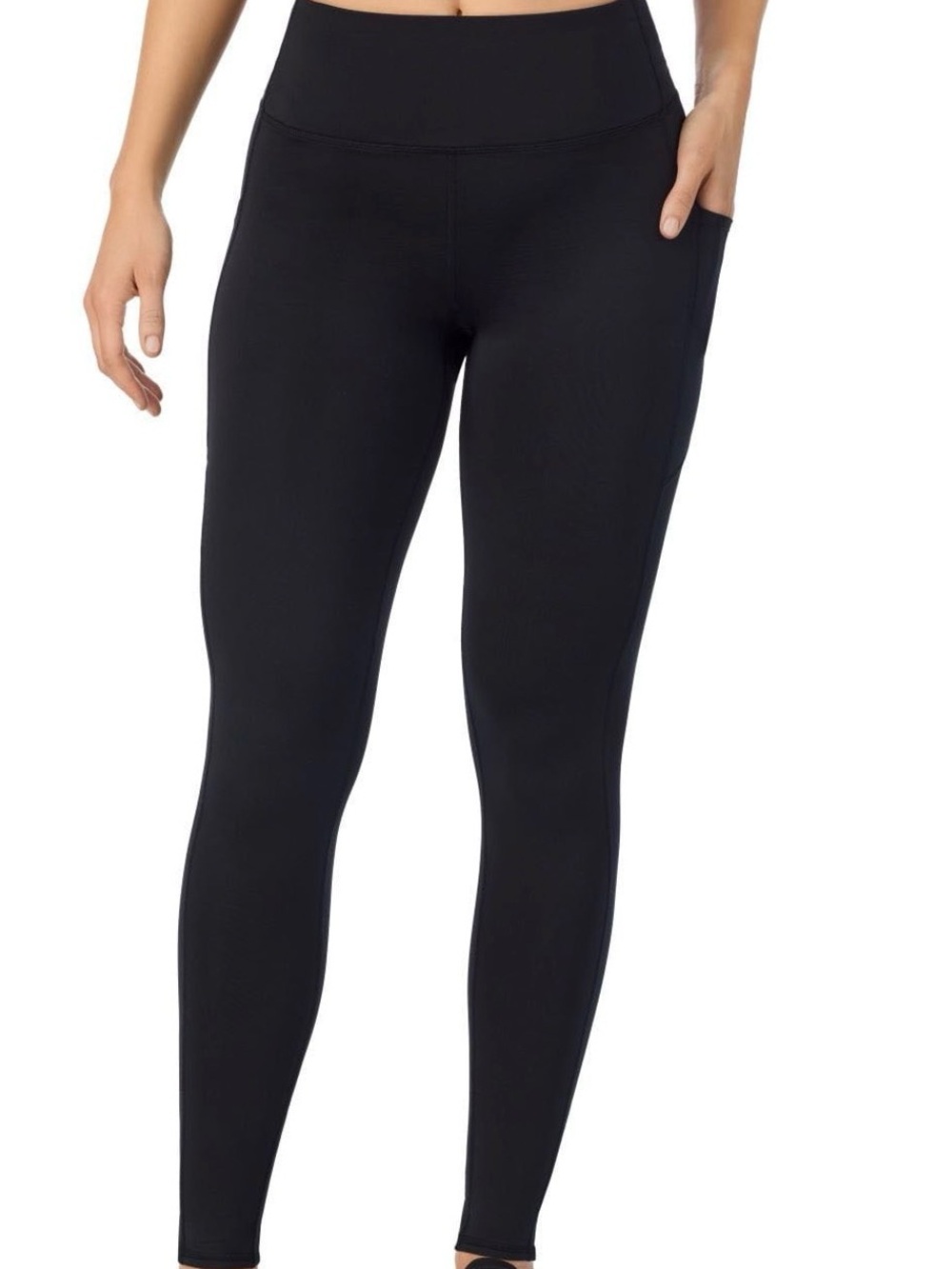 Cuddl Duds ClimateCore Fleece Leggings with Side Pockets Black Womens XL NIP